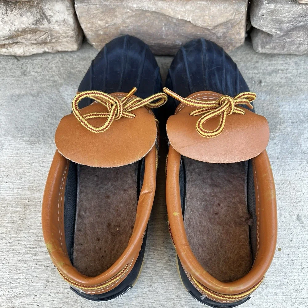 L.L. Bean Bean Shoes Men Size 8 Blue Brown Waterproof Duck Rain USA Vintage Boot